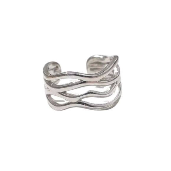 ENA 925 Sterling Silver Elegant Wavy Design Ring - Picture 5 of 6